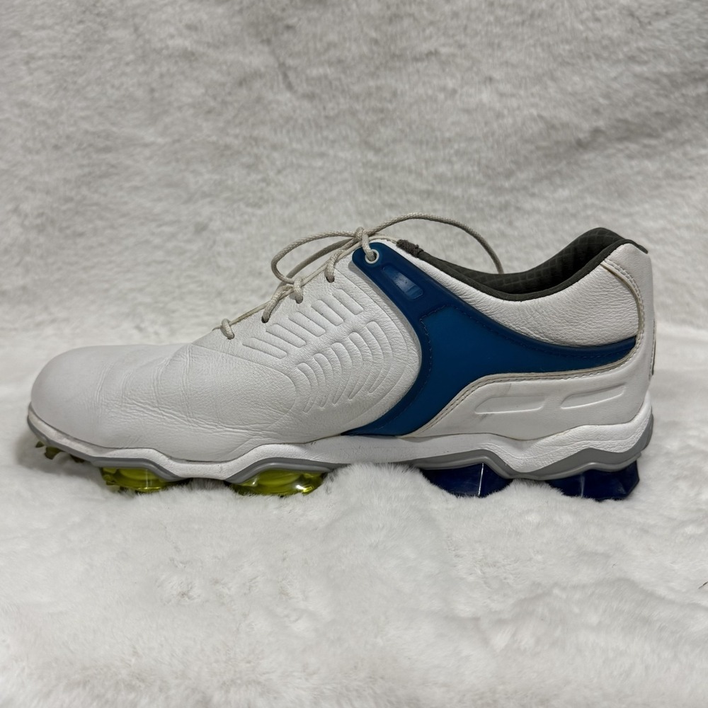 FootJoy Tour-S Golf Shoes White Blue Spiked Golf Shoes Men's Size 8.5M 55301 - Picture 7 of 12